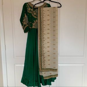Green silk anarkali